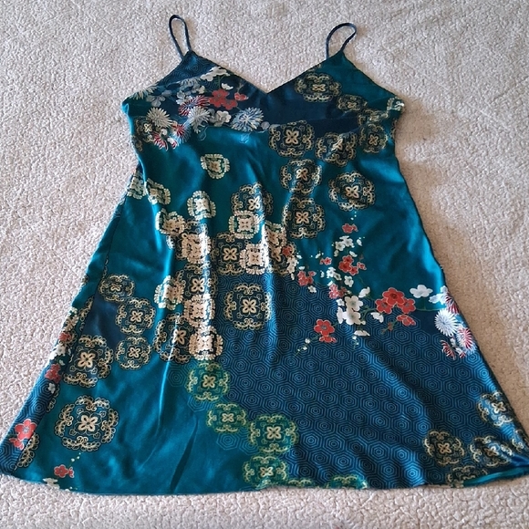 Natori Teal Floral Slip Dress - Picture 5 of 6